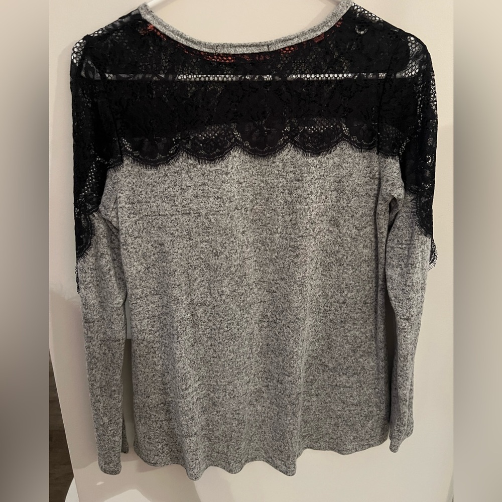 Black and Gray Lace Top